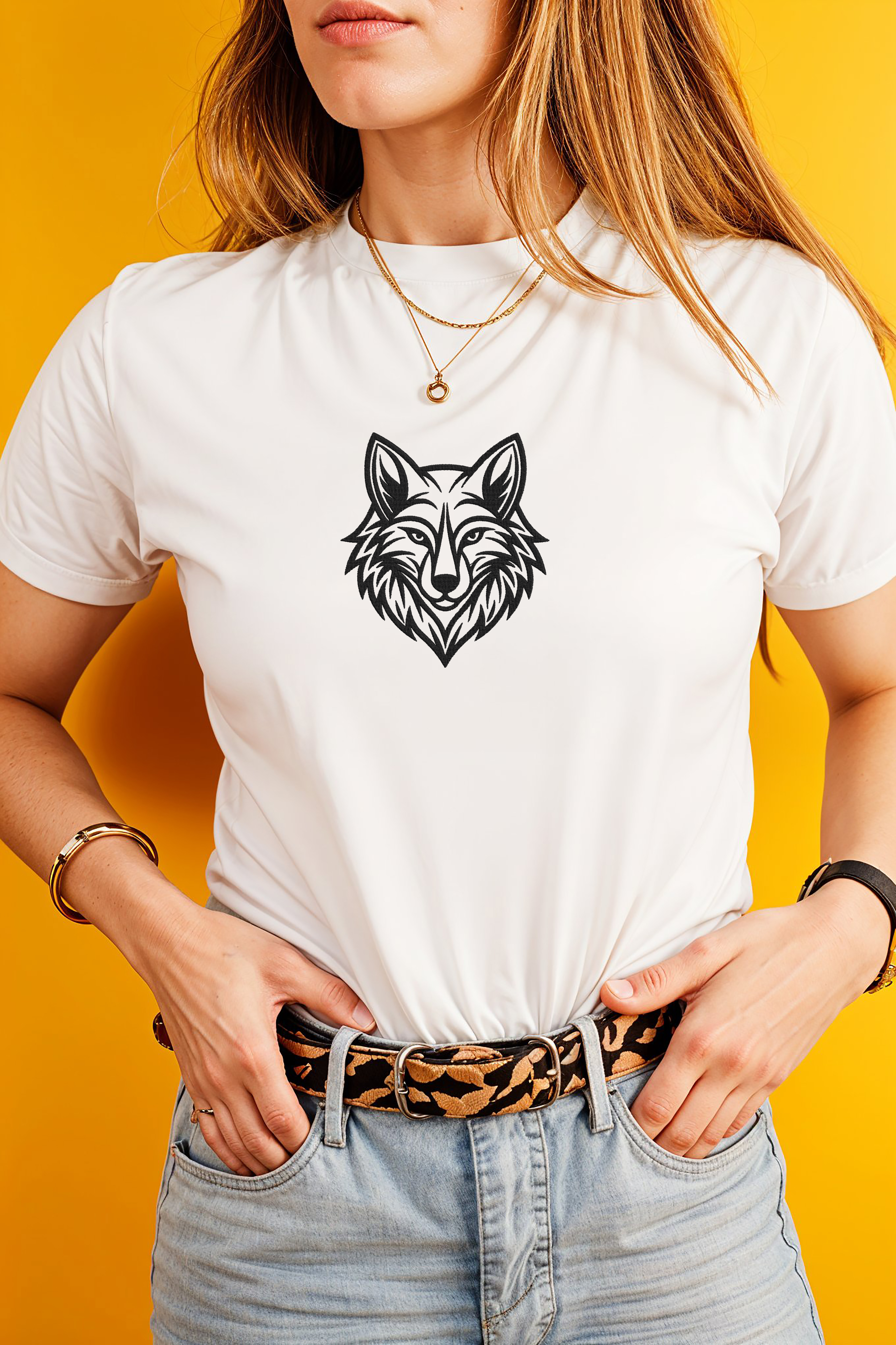 Wolf Head Embroidery Design, Wolf Silhouette Embroidery File, Instant Download thumbnail 3