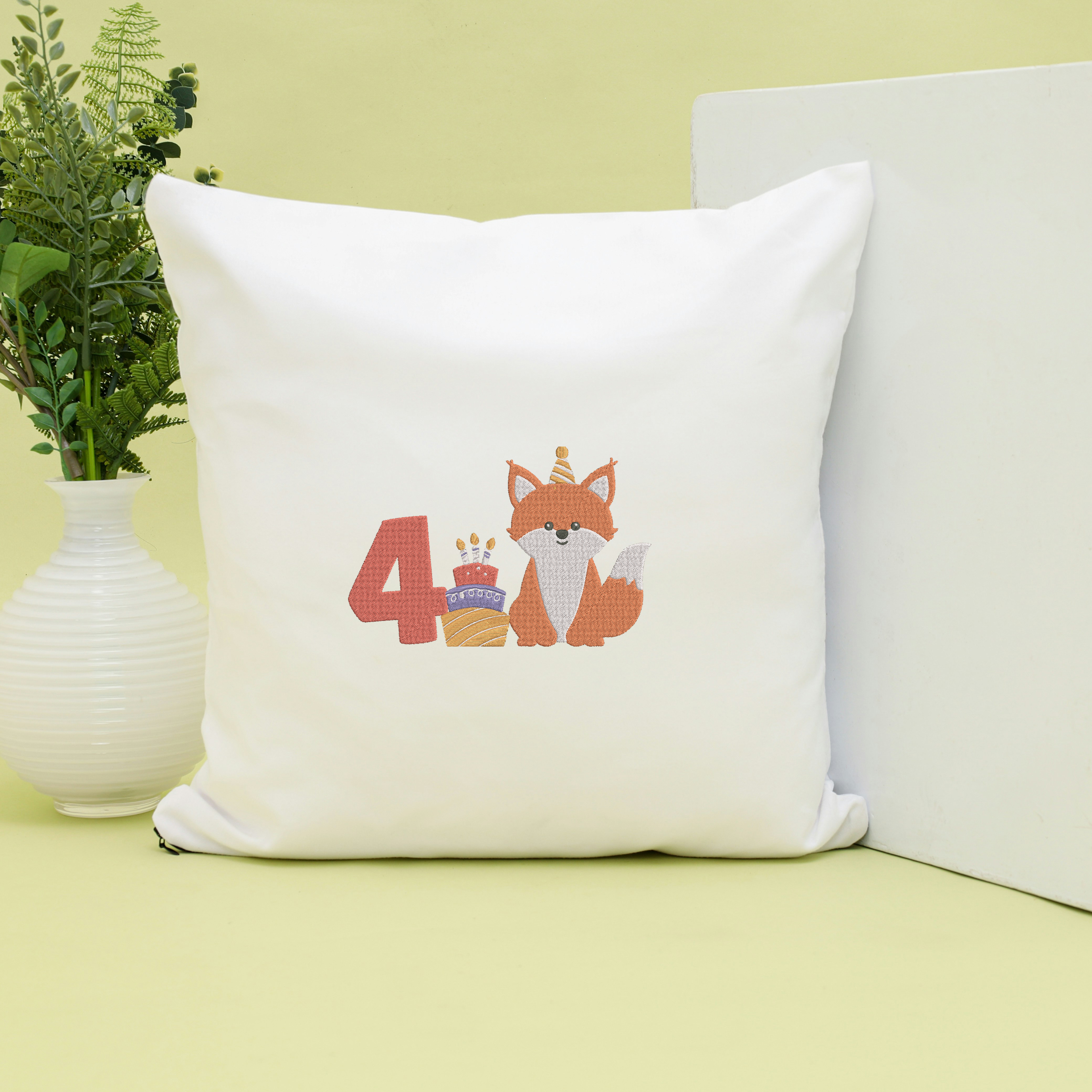 Fox Birthday Number Embroidery Design, Woodland Animal Birthday Embroidery,  Instant Download thumbnail 3