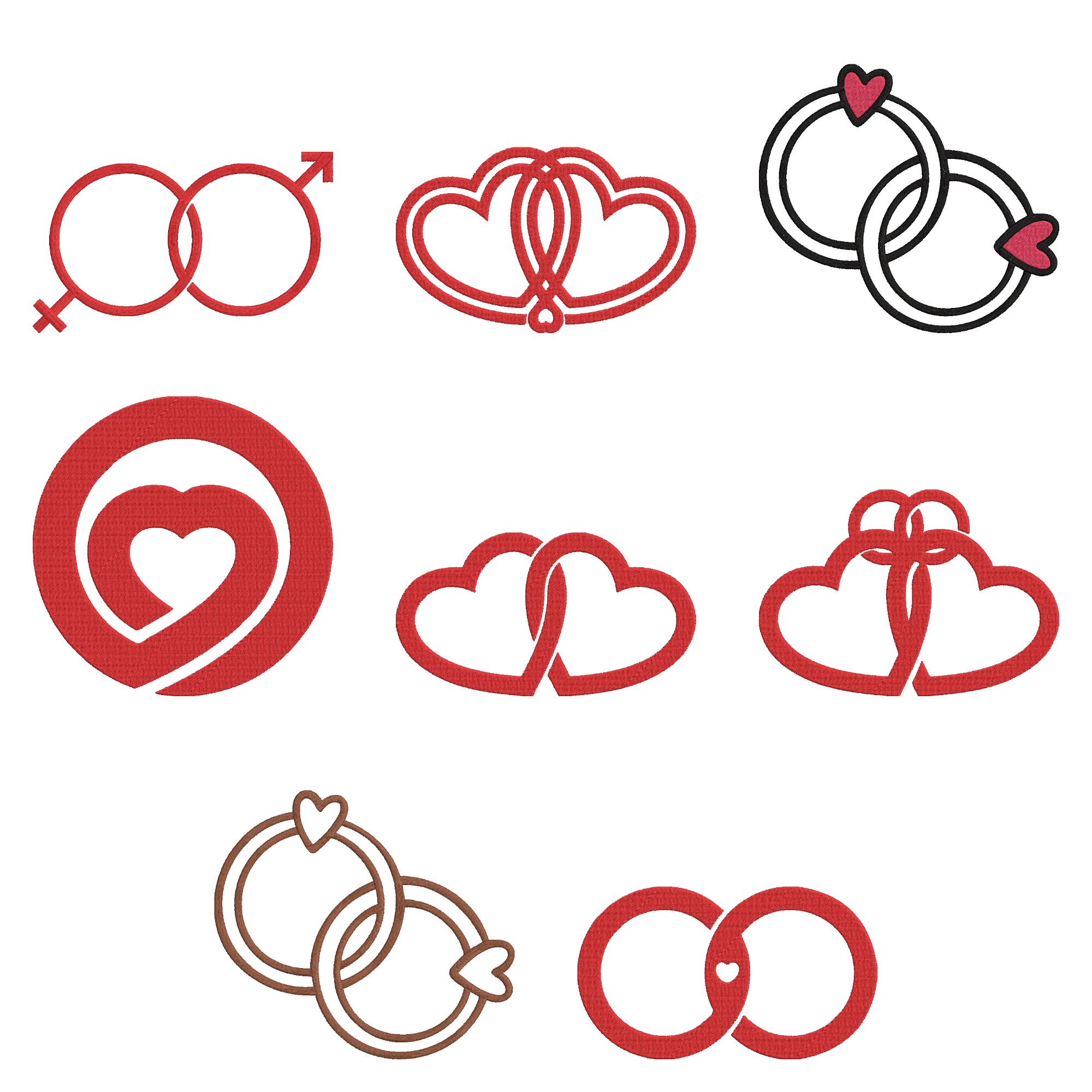 Wedding Rings Embroidery Design,  Marriage Symbol Embroidery File,  Instant Download thumbnail 1