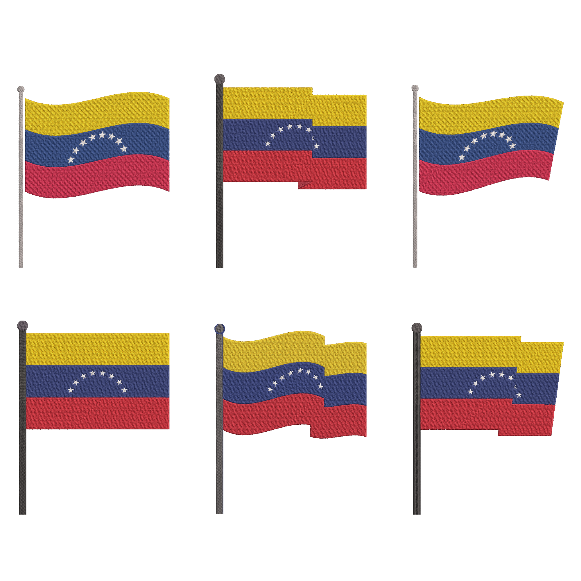 Venezuela Flag Embroidery Design Bundle, Venezuelan Flag Machine Embroidery File, Instant Download