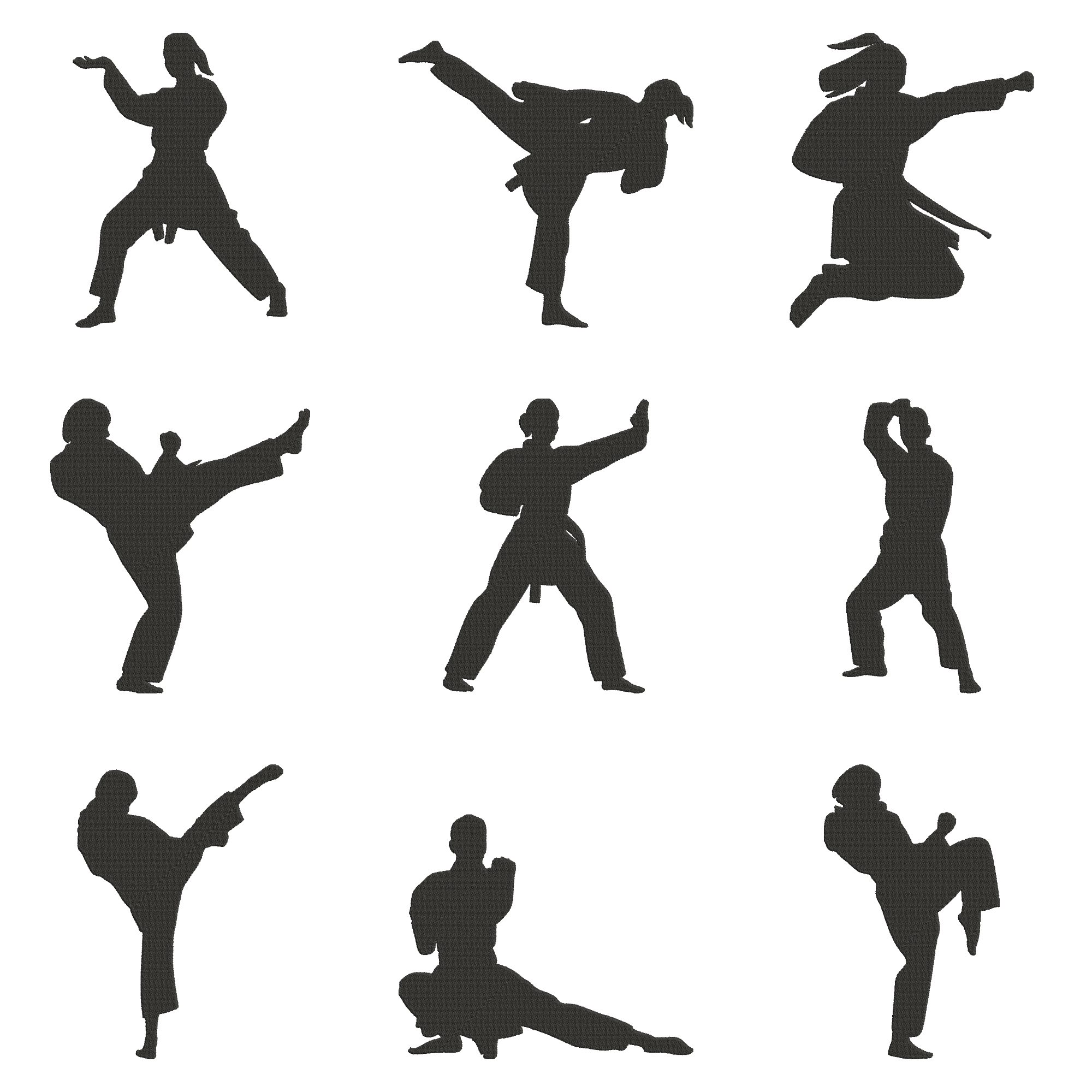 Karate Martial Arts Embroidery Bundle, Taekwondo Fighter Embroidery Design, Instant Download