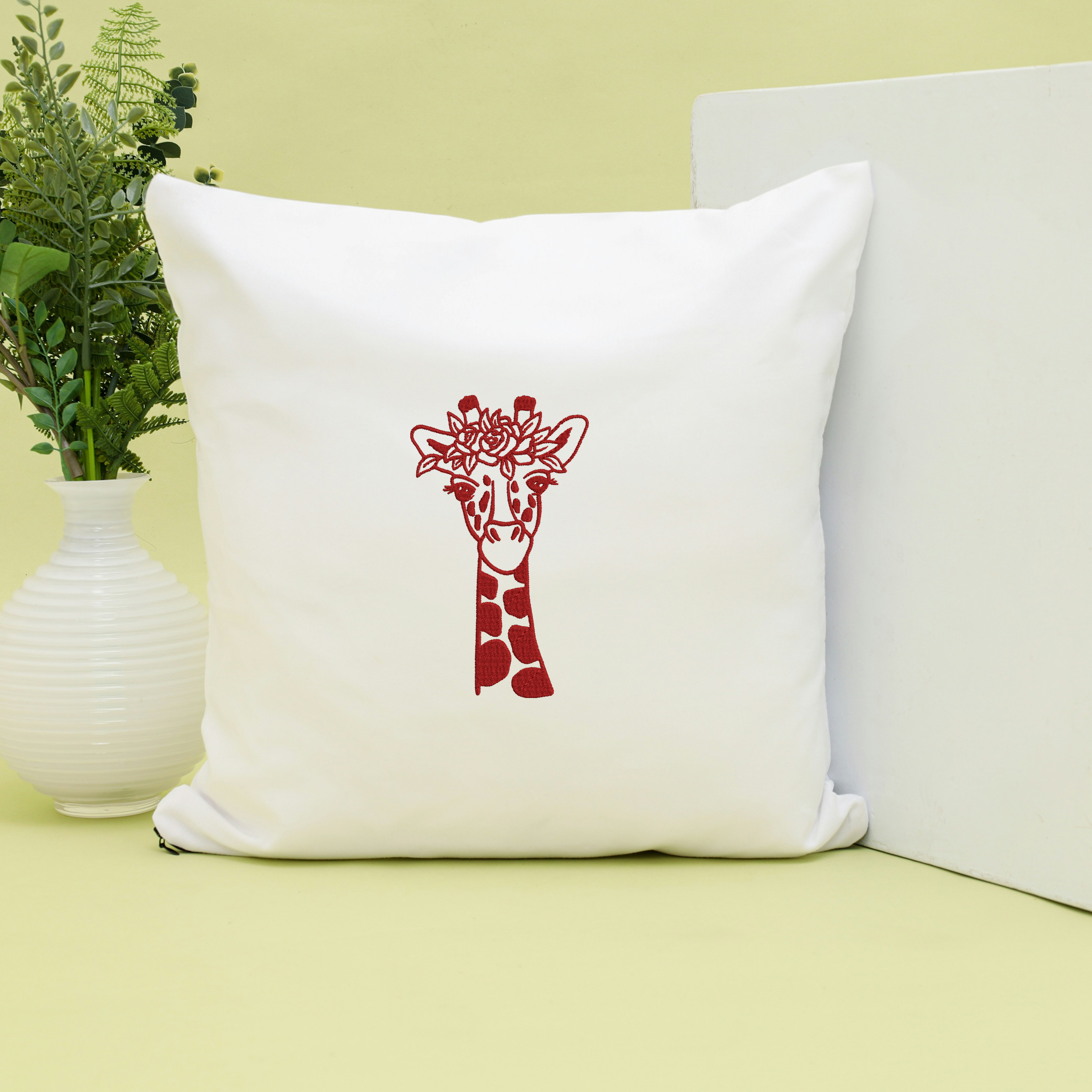 Giraffe Embroidery Bundle, Floral Giraffe Embroidery Design, Safari Animal Machine Embroidery File thumbnail 6