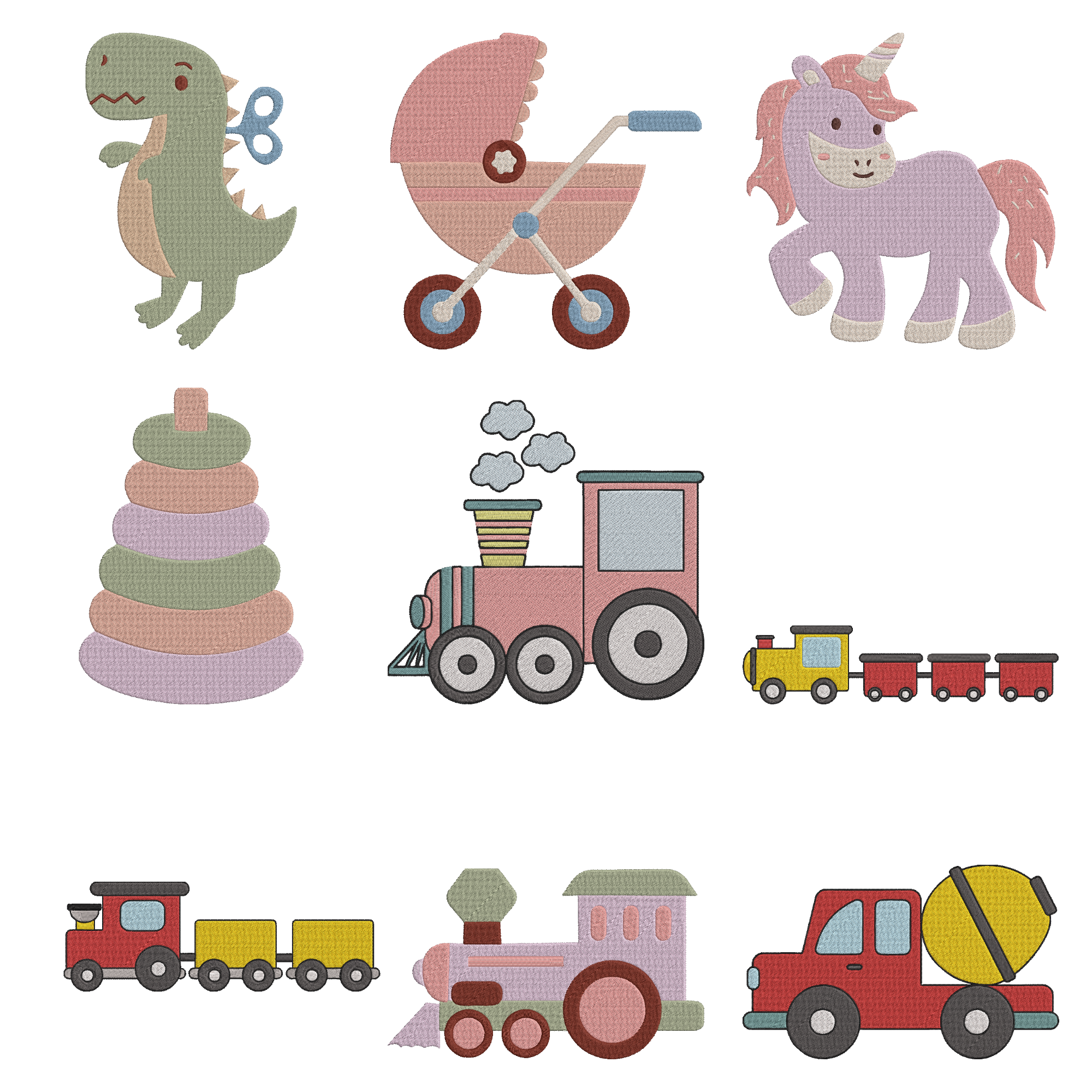 Baby Toy Embroidery Design Bundle, Cute Nursery Embroidery File