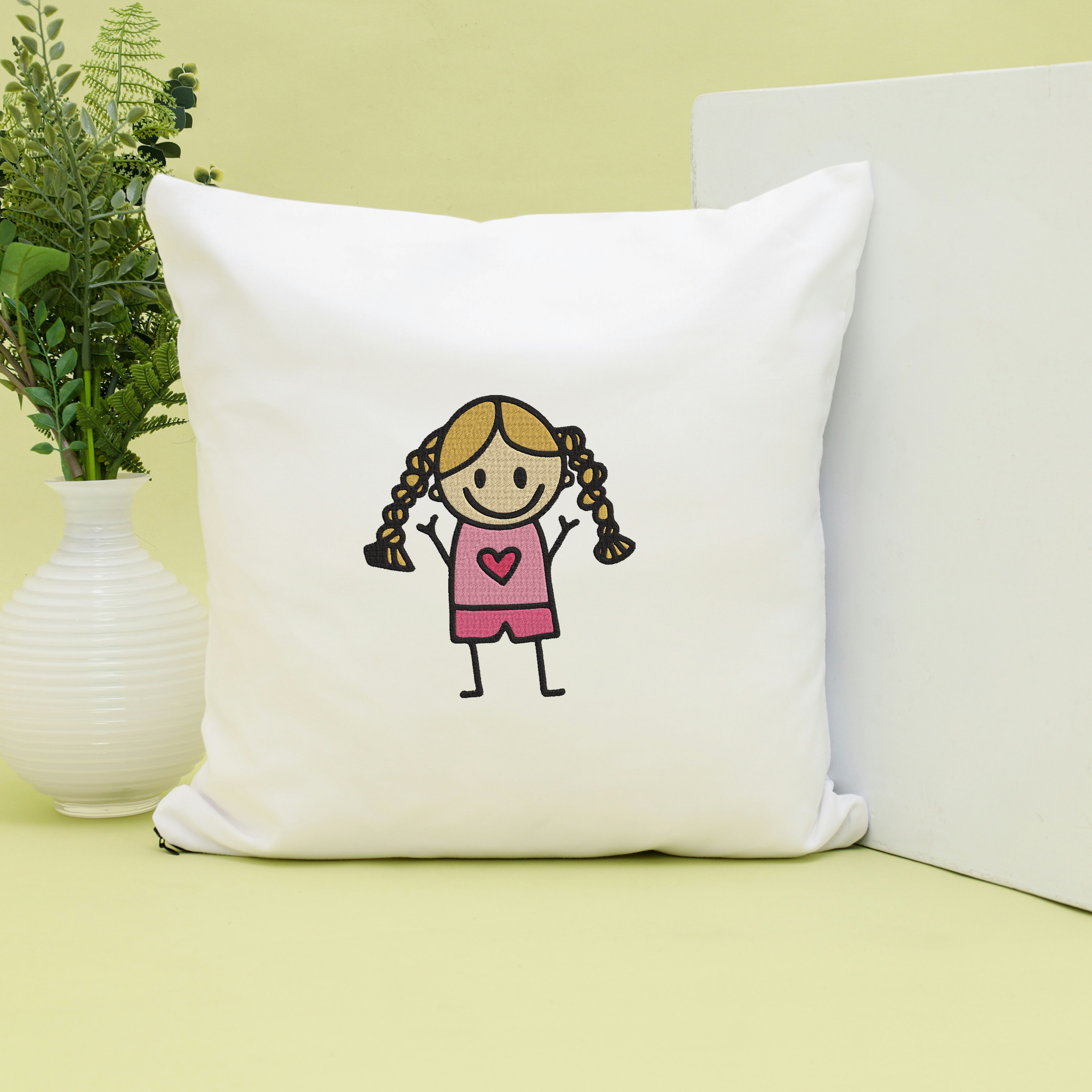 Kids Stick Figure Embroidery Design Bundle, Children Doodle Embroidery File thumbnail 4