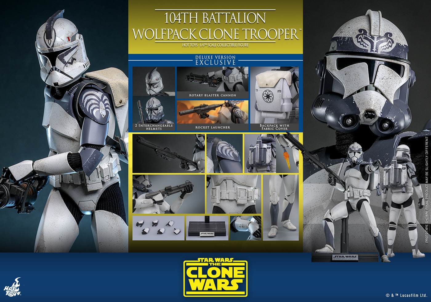 Star Wars: The Clone Wars - 104th Battalion Wolfpack Clone Trooper [With Bonus Accessories]
