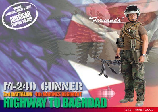"Fernando", M-240 Gunner, 3rd Battalion, 4th Marine Regiment, Highway To Baghdad, 31st March 2003