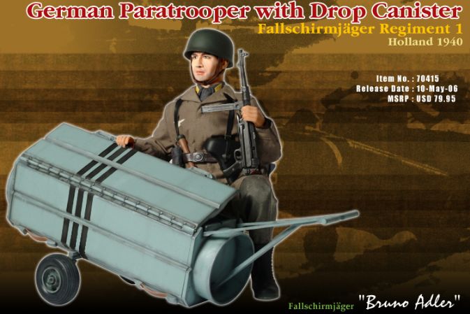 "Bruno Adler", German Paratrooper w/Drop Canister, Fallschirmjager Regiment 1, Holland 1940