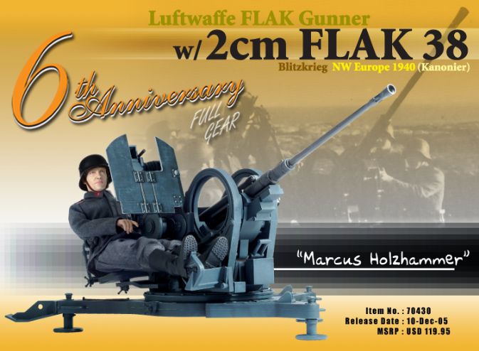 "Marcus Holzhammer", Luftwaffe Flak Gunner with 2cm Flak 38, Blitzkrieg, NW Europe 1940 (Kanonier) ~ 6th Anniversary Figure