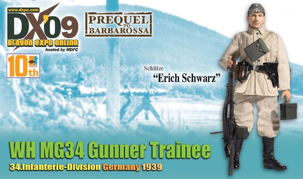 "Erich Schwarz", WH MG34 Gunner Trainee, 34.Infanterie-Division, Germany 1939 (Schutze)