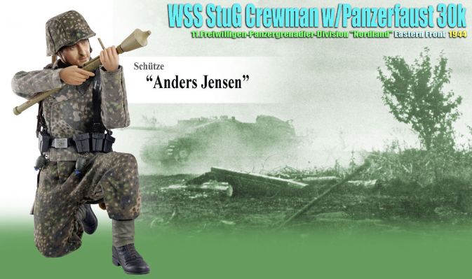 Schutze "Anders Jensen", WSS StuG Crewman w/Panzerfaust 30K, 11.Freiwilligen-Panzergrenadier-Division "Nordland", Eastern Front 1944