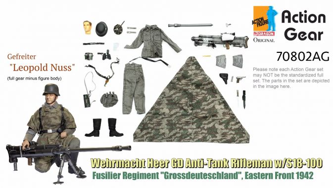 1/6 Dragon Original Action Gear for Gefreiter "Leopold Nuss", Wehrmacht Heer GD Anti-Tank Rifleman w/S18-100, Fusilier Regiment "Grossdeuteschland", Eastern Front 1942