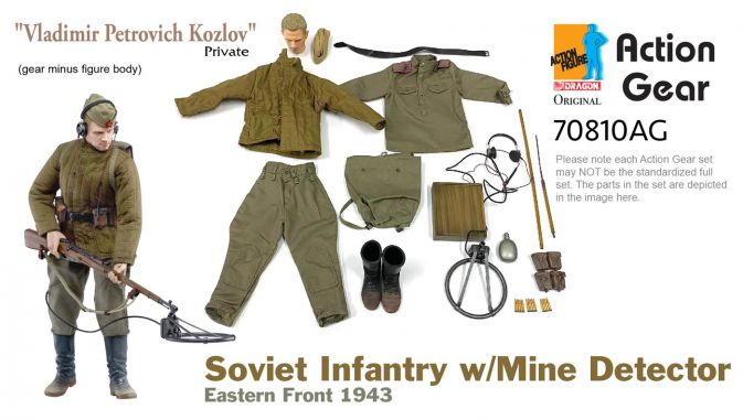 1/6 Dragon Original Action Gear for Private "Vladimir Petrovich Kozlov", Soviet Infantry w/Mine Detector, Eastern Front 1943 [70810AG]