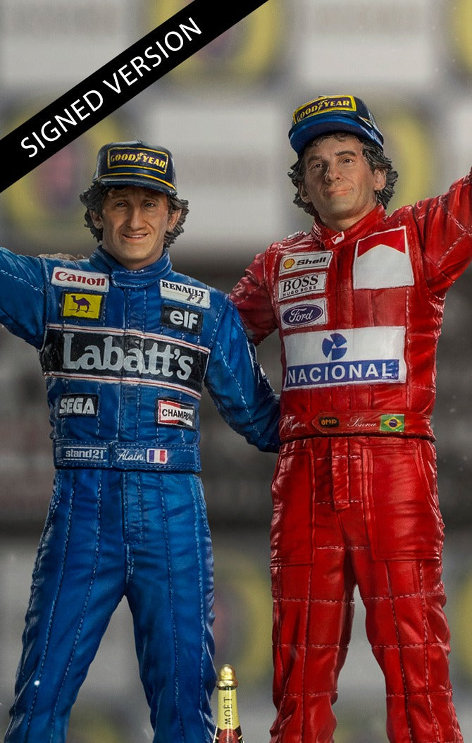Ayrton Senna and Alain Prost Deluxe Signed by Alain Prost Version - The Last Podium