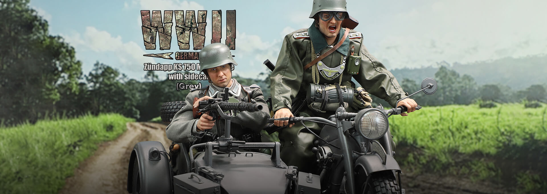 WWII German Zündapp KS 750 Motorcycle with sidecar (Grey)