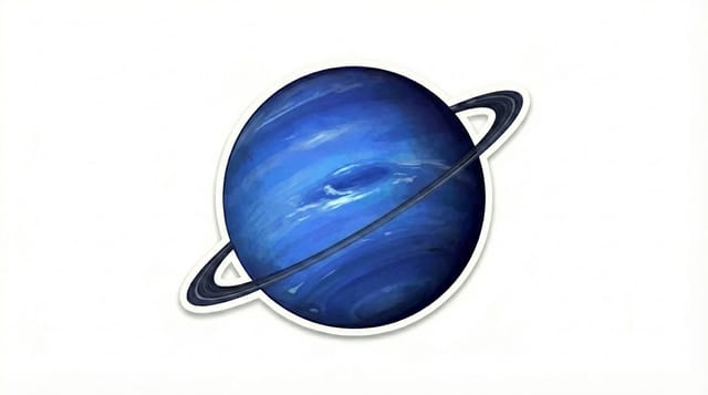 Neptune Planet Sticker Illustration with Detailed Surface Features for Astronomy and Space Design Projects