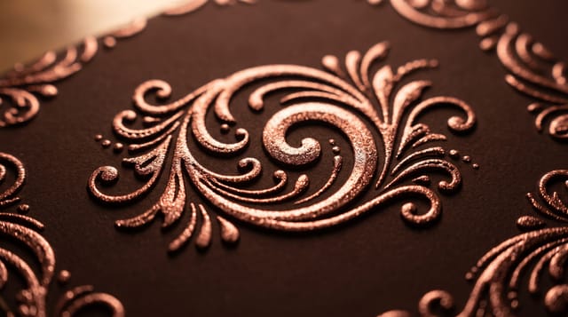 Chocolate surface with rose gold accents