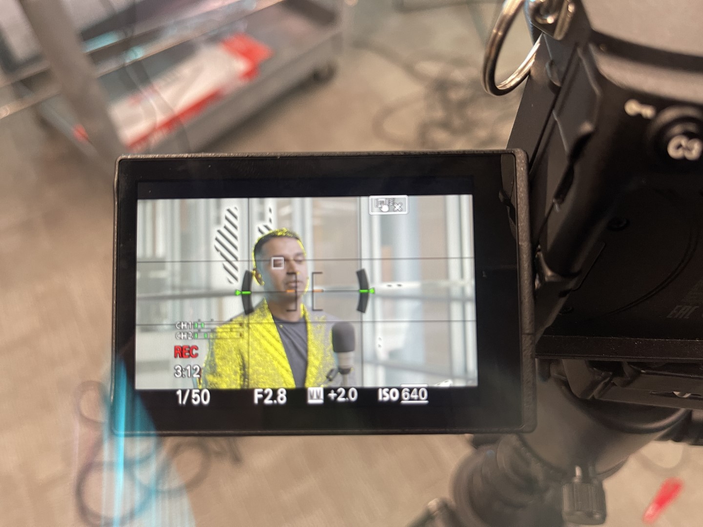 Camera monitor recording a speaker