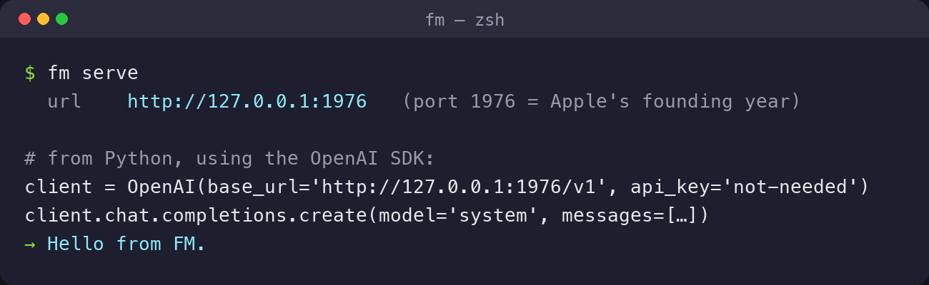 $ fm respond — model pcc ‘Explain the CAP theorem in two sentences.’ The CAP theorem states that a distributed data system can simultaneously provide only two of three guarantees: Consistency, Availability, and Partition tolerance. This means that during a network partition (when nodes can’t communicate), a system must choose between consistently returning the most recent data or remaining available to respond, though not necessarily with the latest information.