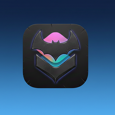 Batman logo on Aple Shortcuts logo