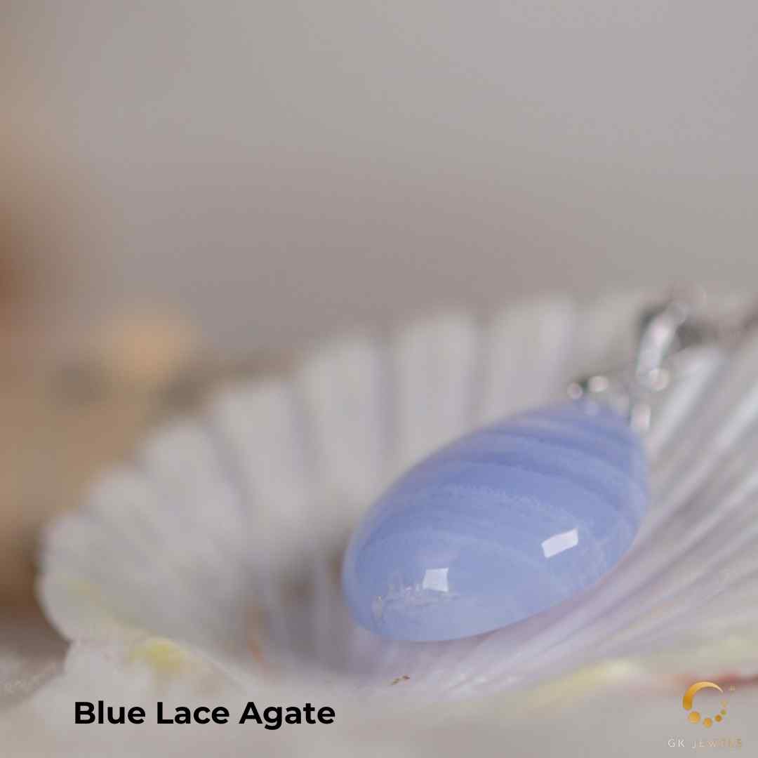 •BLUE LACE AGATE - TEARDROP• sterling silver pendant