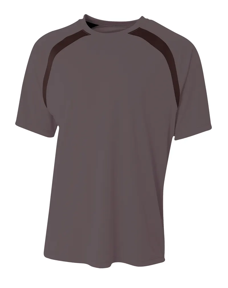 A4 Spartan Short Sleeve Color Block Crew in GRAPHITE/BLACK — A4