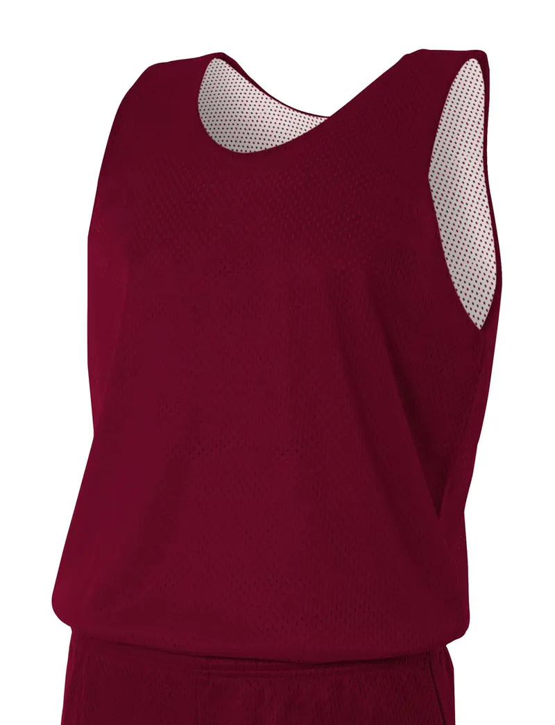 A4 Reversible Mesh Tank in MAROON WHITE — A4