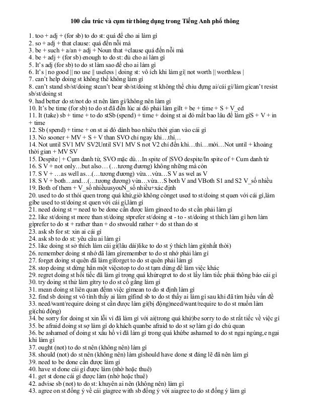 100 Common English Sentence Structures PDF