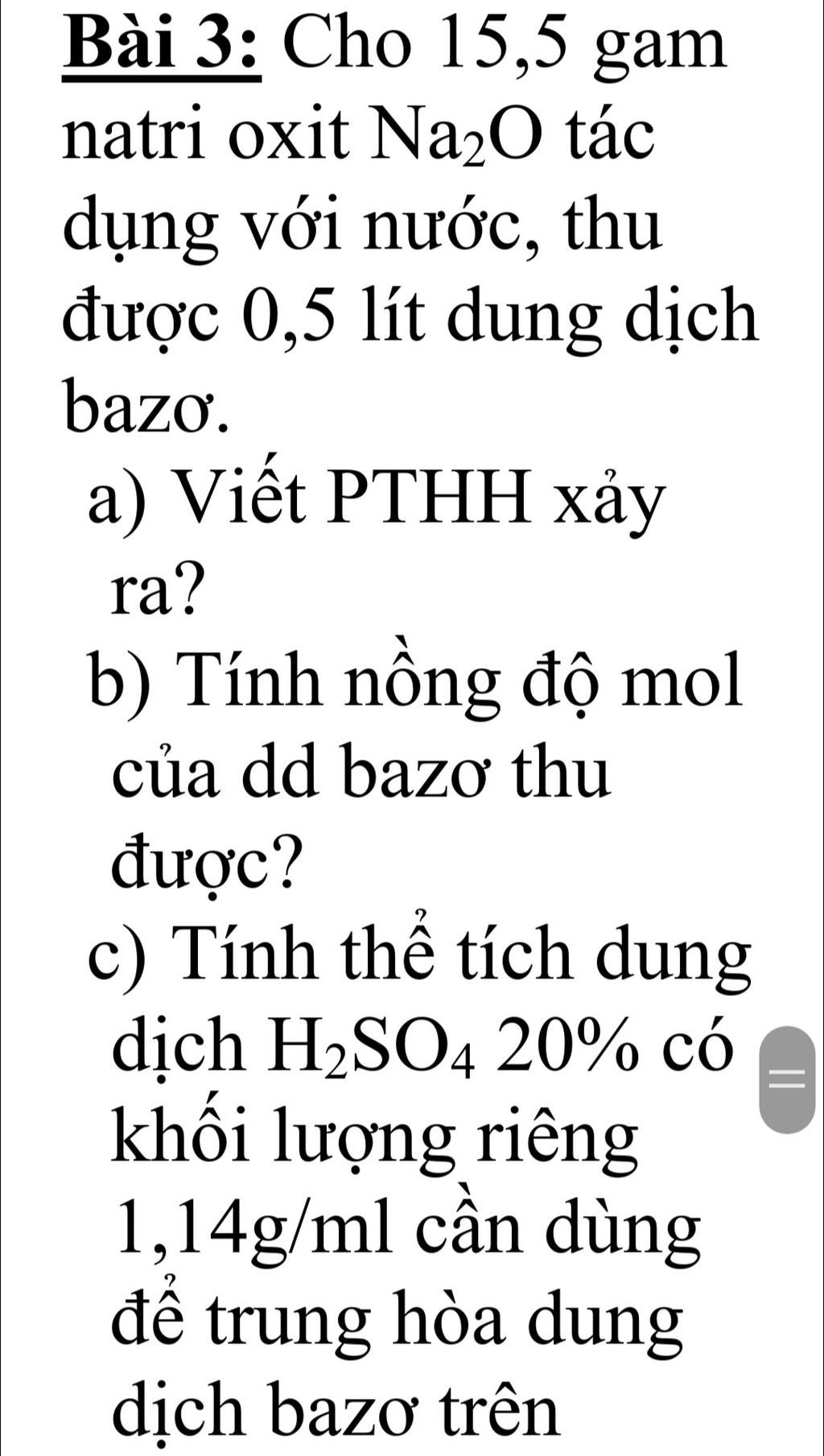 15,5 gam Na₂O tác dụng với nước thu được 0,5 lít dung dịch bazơ Gallery 2