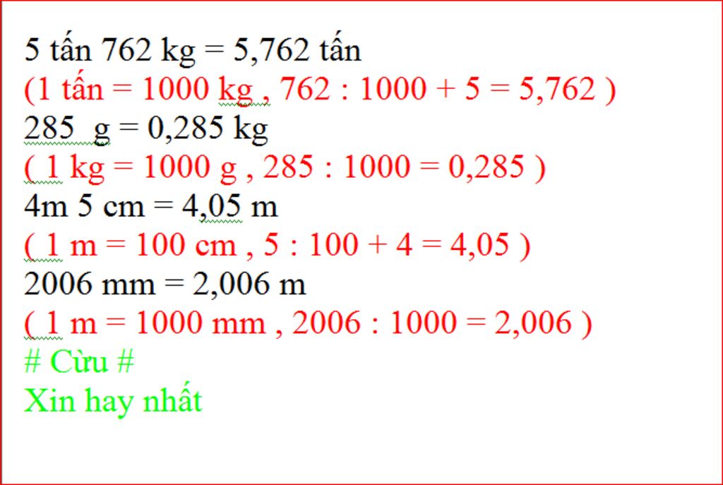 5 tấn 62 kg bằng bao nhiêu tấn