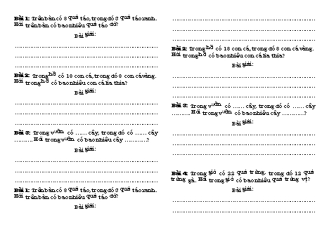 50 Bài Toán Có Lời Văn Lớp 1 PDF Gallery 2