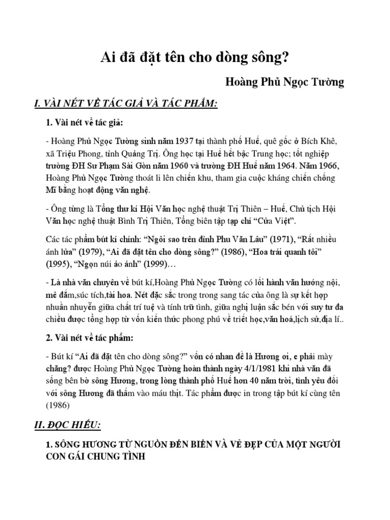 Ai đã đặt tên cho dòng sông trong lòng thành phố Huế?