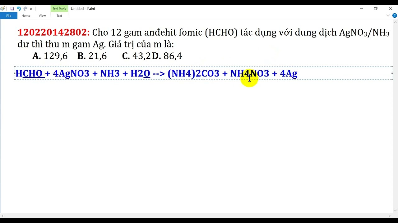 Phản ứng Andehit Fomic với AgNO3/NH3