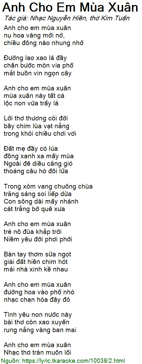 Anh Cho Em Mùa Xuân