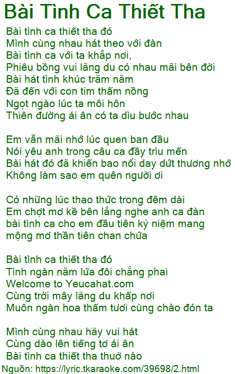 Anh Hát Cho Em Bài Tình Ca Thiết Tha