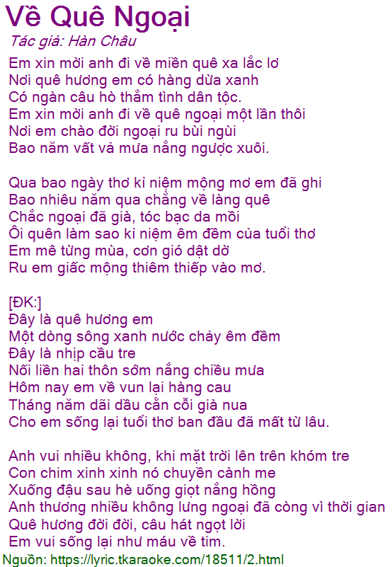 Anh Xin Mời Em Đi Về Quê Ngoại