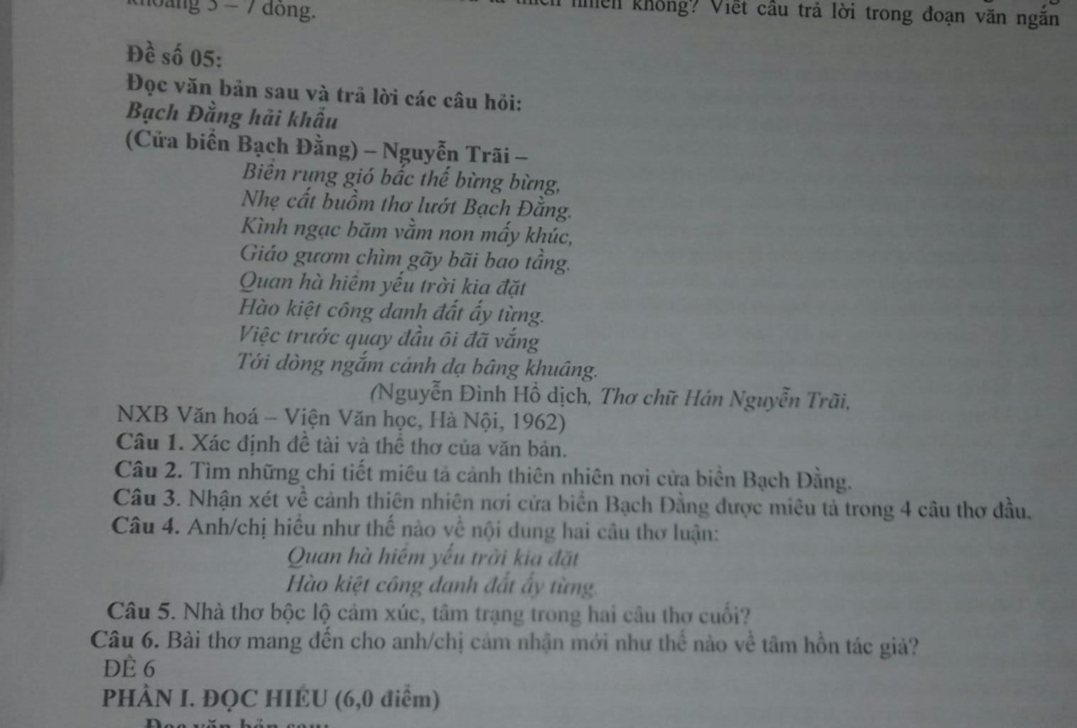 Bạch Đằng Hải Khẩu Đọc Hiểu
