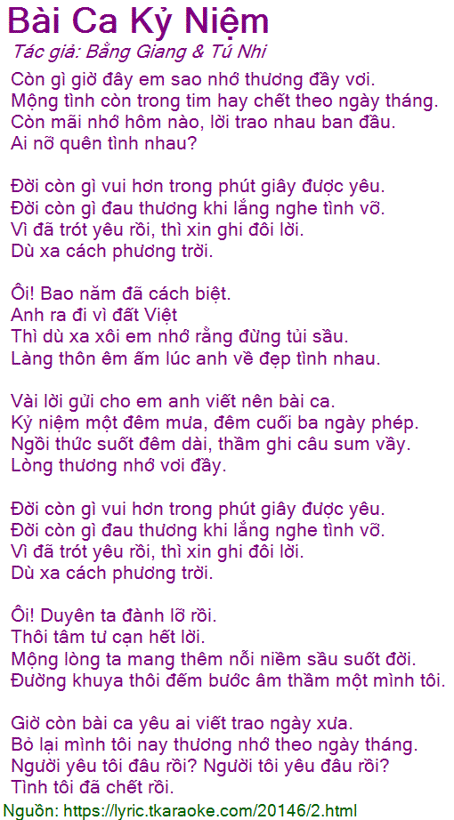 Bài Ca Kỉ Niệm