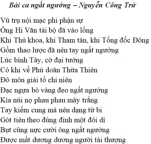 Bài Ca Ngất Ngưởng Thuộc Thể Loại Gì?