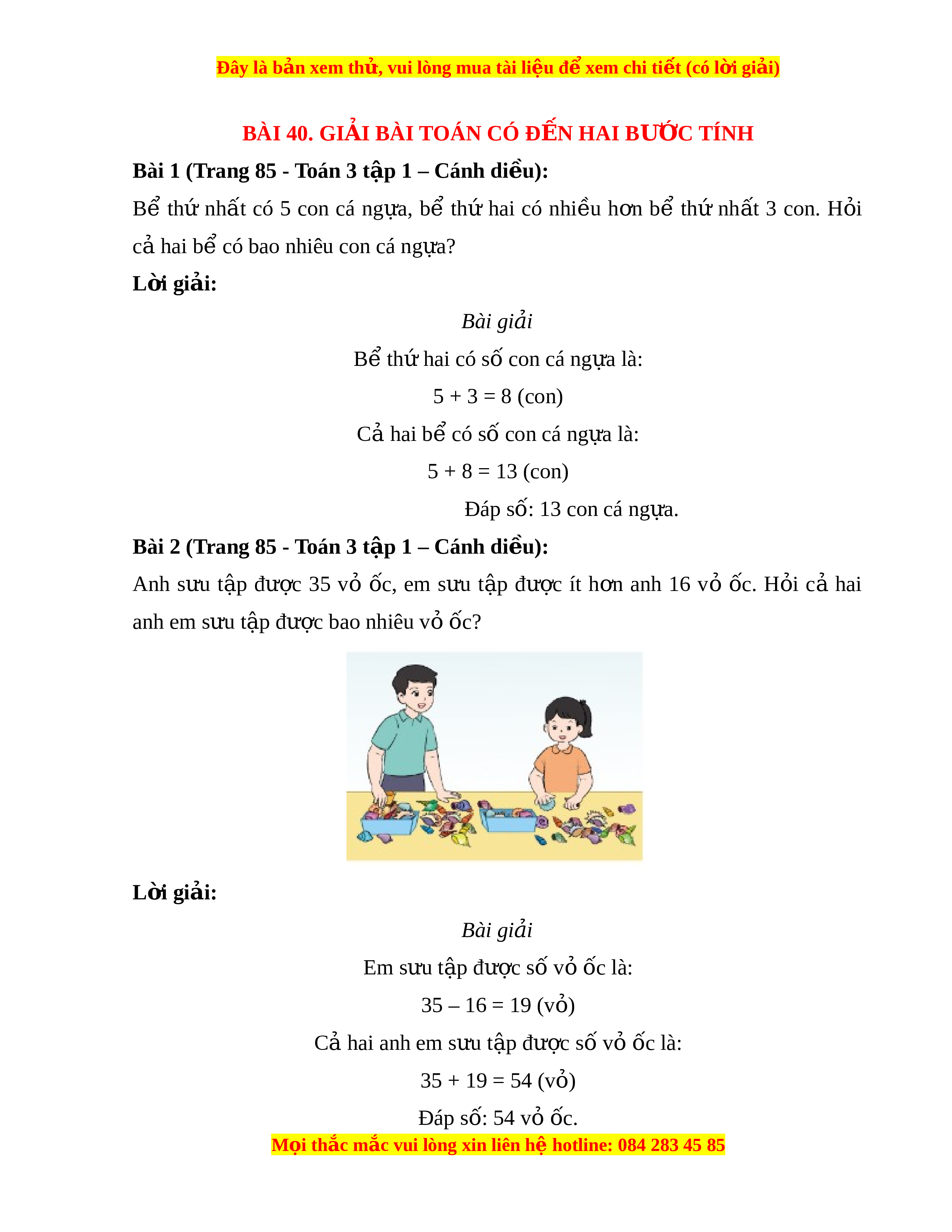 Bài Giải Lớp 3: Các Bài Toán Cơ Bản và Phương Pháp Giải
