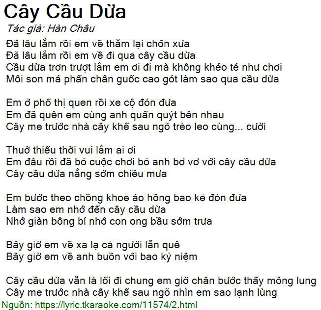 Bài Hát Cây Cầu Dừa