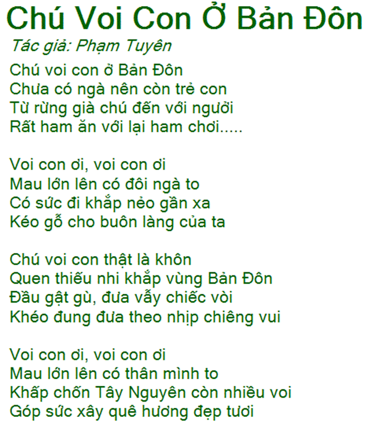 Bài Hát Chú Voi Con Ở Bản Đôn Lớp 4