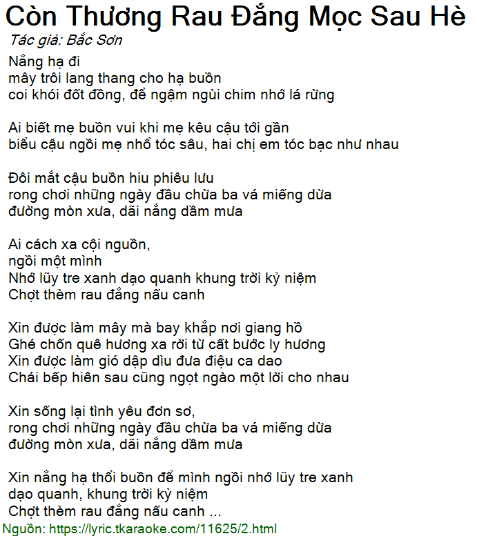 Còn Thương Rau Đắng Mọc Sau Hè - Ca Từ, Ý Nghĩa Và Câu Chuyện