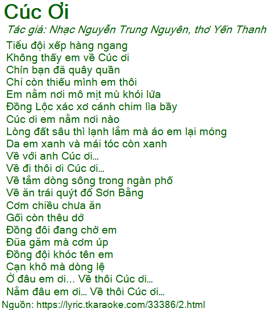 Bài hát Cúc ơi