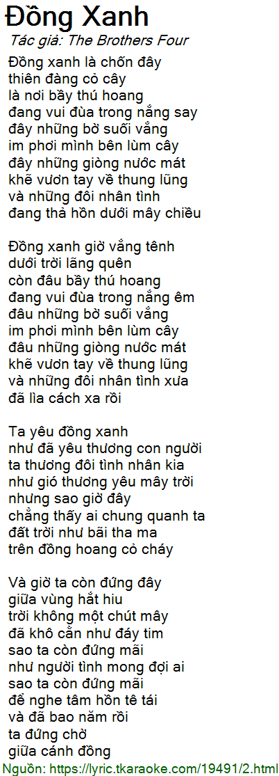 Bài Hát Đồng Xanh