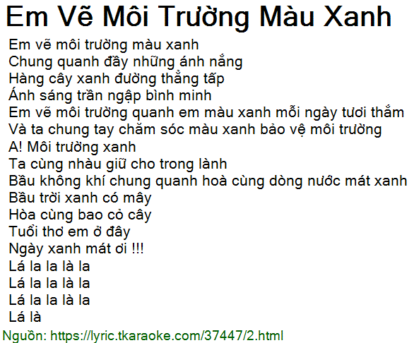 Em Vẽ Môi Trường Màu Xanh