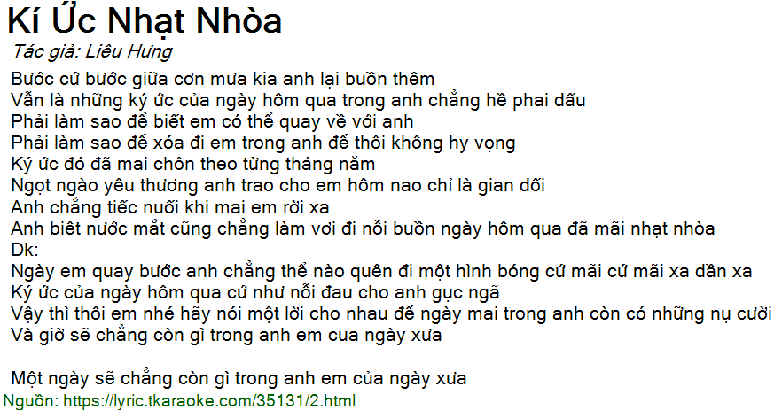 Ký Ức Nhạt Nhòa