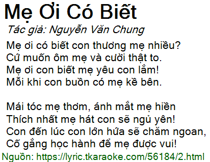 Mẹ ơi có biết con yêu mẹ nhiều
