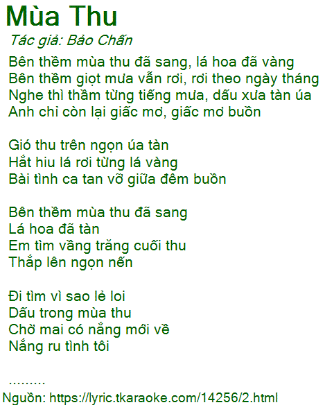 Bài Hát Mùa Thu