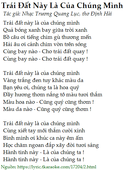 Bài Hát Trái Đất Này