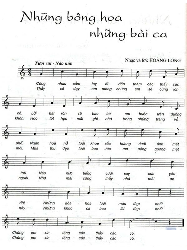 Bài Hát Về Thầy Cô Có Nốt Nhạc Ngắn